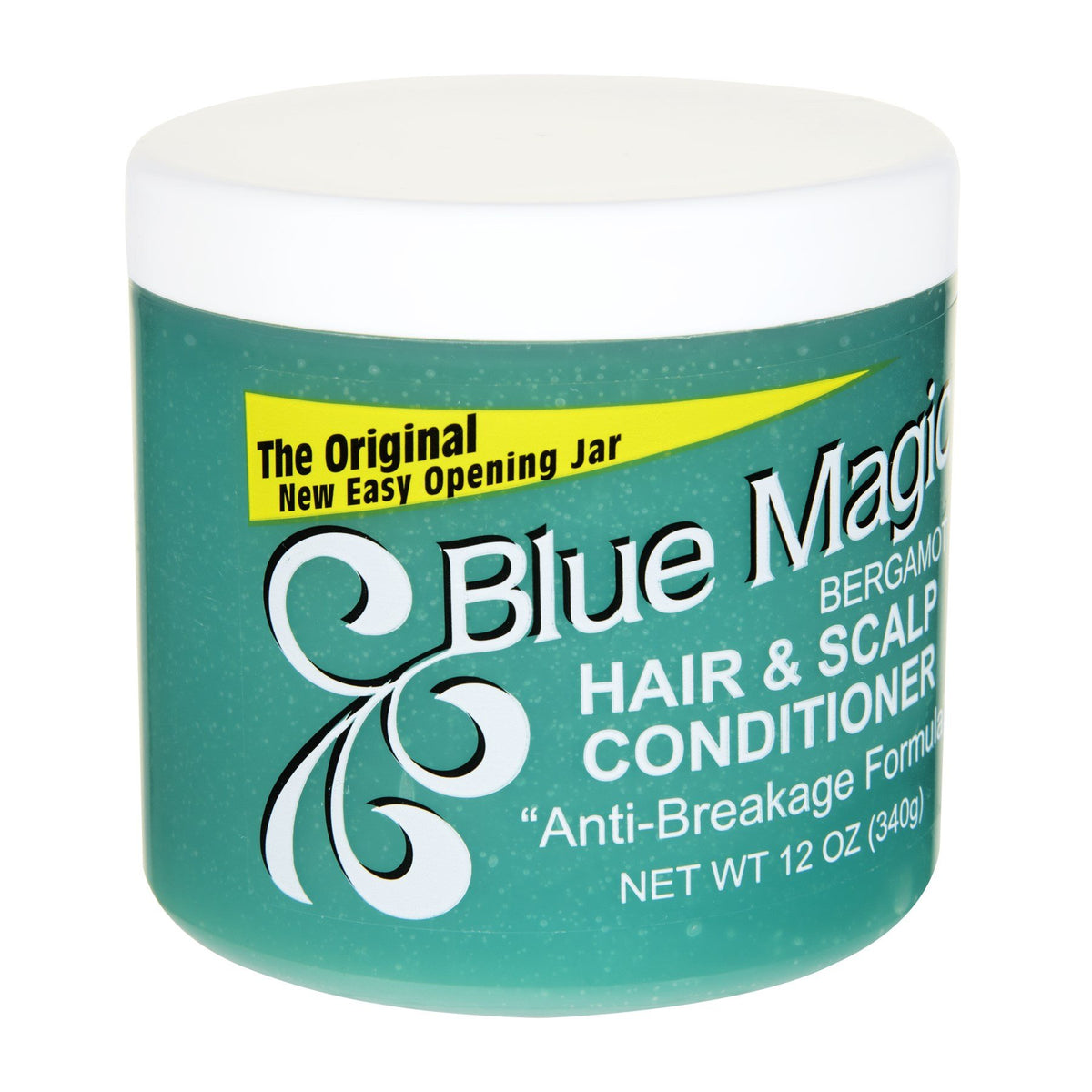 Blue Magic front packaging showing three 12 oz jars and bergamot scent benefit