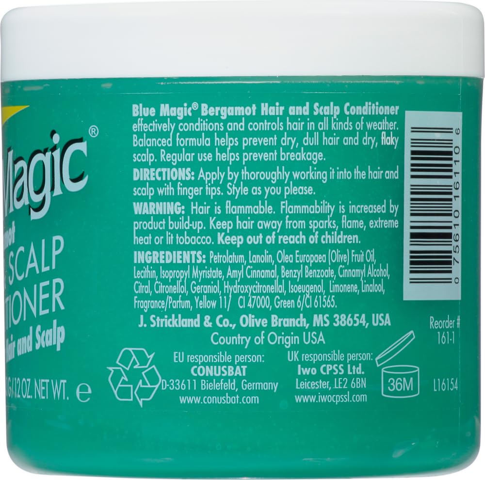 Blue Magic open jar close-up of smooth conditioner texture and spreadability