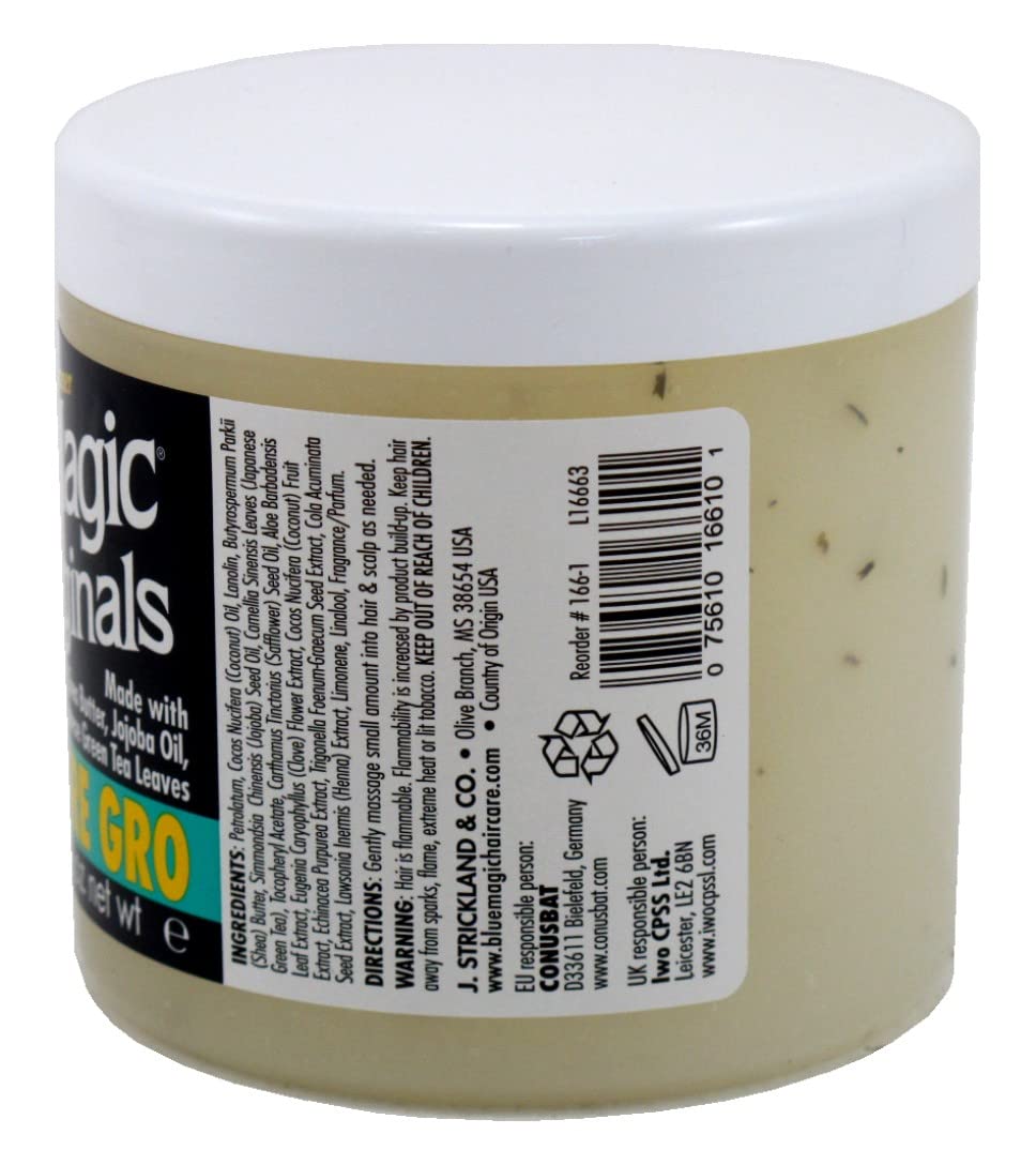 Blue Magic texture close-up showing creamy shea-based formula for easy styling