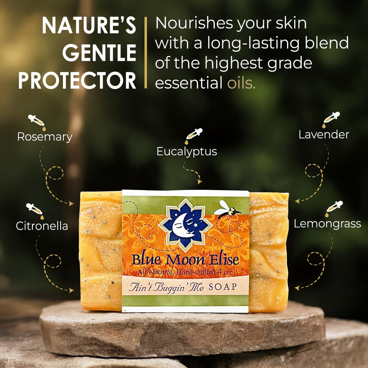 Blue Moon Elise soap lather close-up highlighting gentle cleansing action