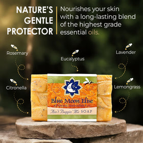 Blue Moon Elise soap lather close-up highlighting gentle cleansing action