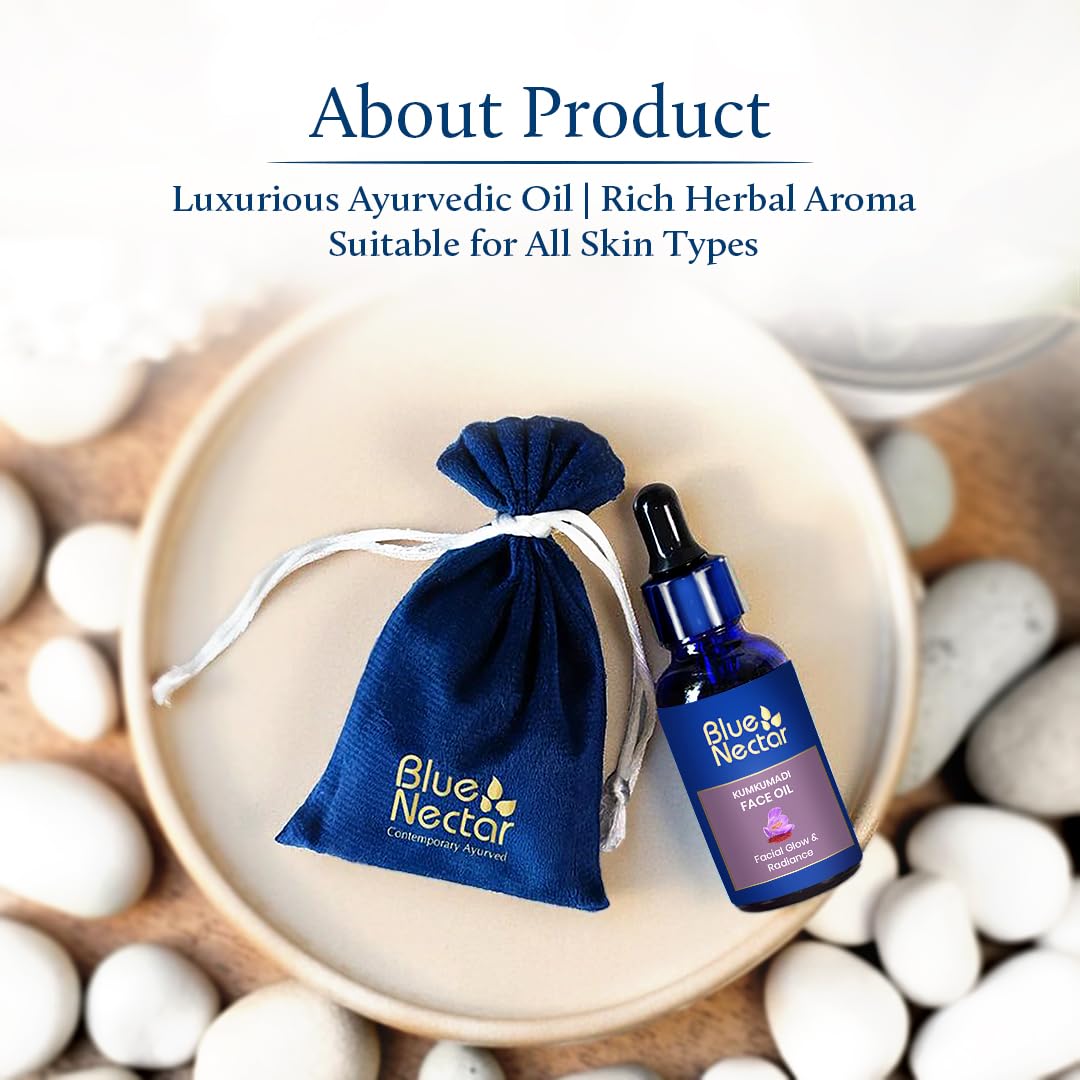 Blue Nectar bottle beside nighttime skincare items suggesting ritual use