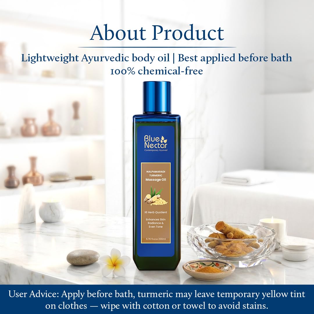 Blue Nectar on styled bathroom shelf, suggests daily skincare ritual placement