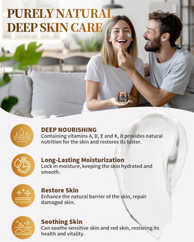 Blue Sea Sky applying balm to face illustrating quick absorption and hydration