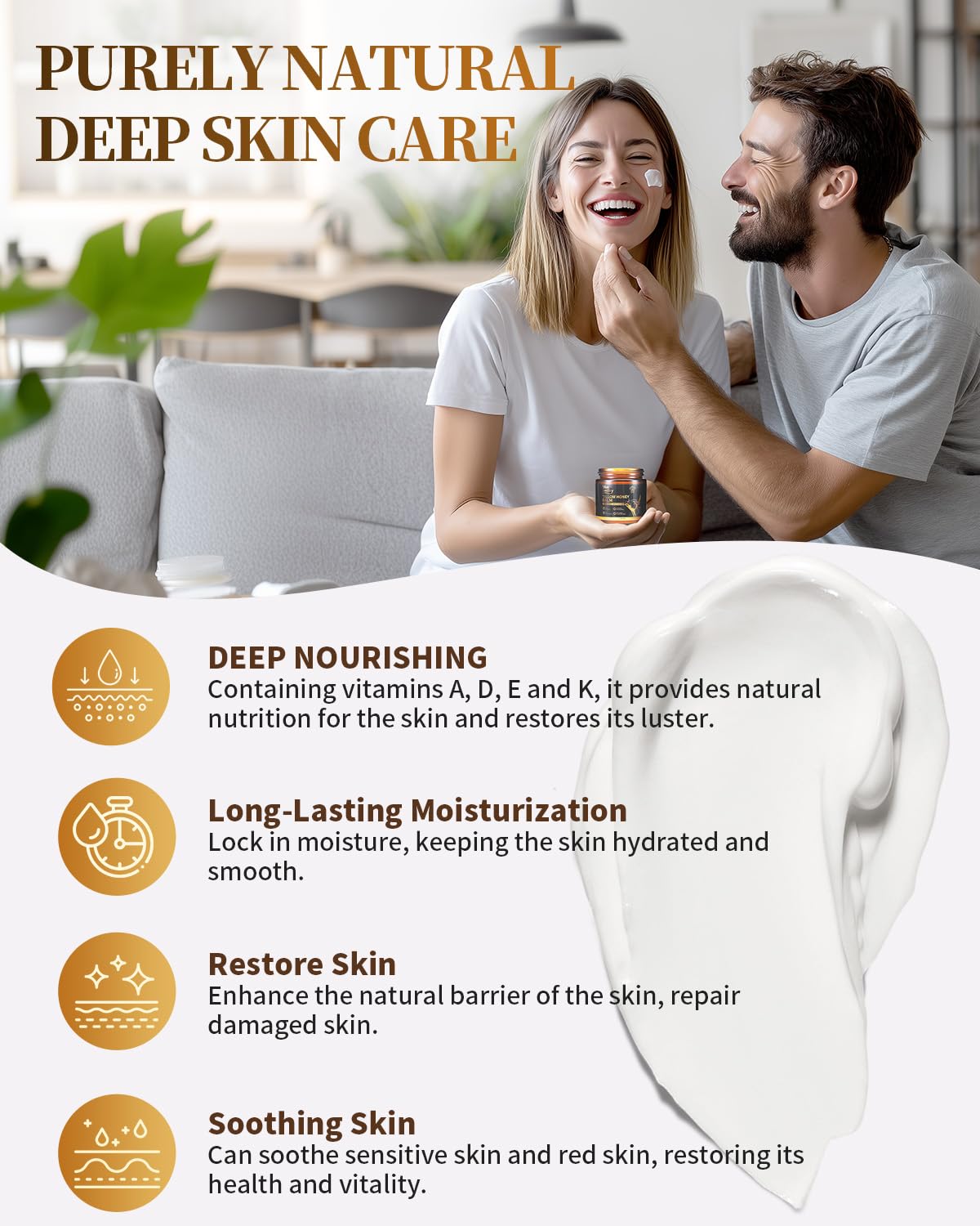 Blue Sea Sky applying balm to cheek demonstrating gentle hydration benefit
