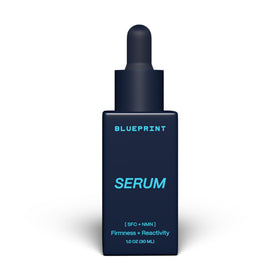 Blueprint Bryan Johnson front packaging showing serum bottle and benefit of firming