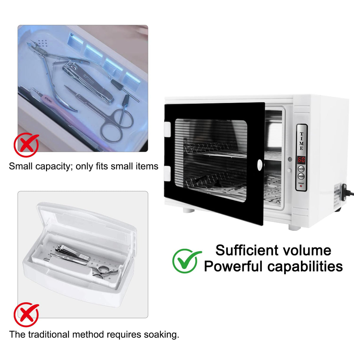 BLUETOP size comparison with hand to show 12L capacity and practical countertop footprint