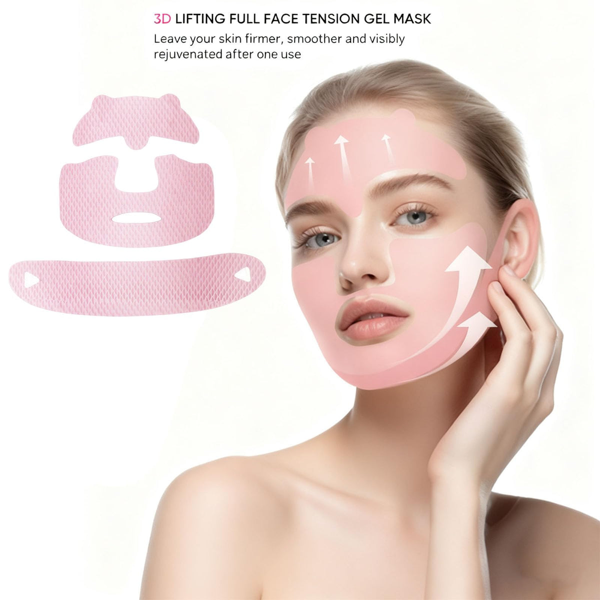 Bluile mask fitted on jawline and neck showing contouring benefit