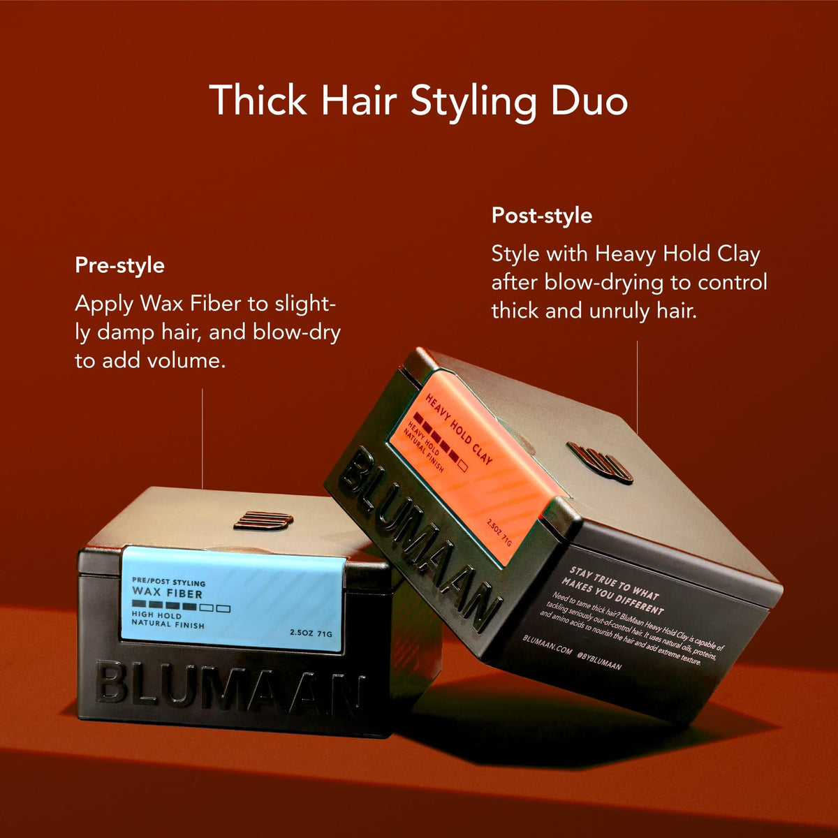 BluMaan clay on barber counter in lifestyle scene showing professional styling use