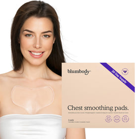 BLUMBODY front packaging showing chest wrinkle pads and benefits
