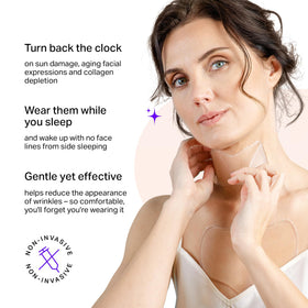 BLUMBODY pad applied on décolleté while person rests demonstrating overnight smoothing