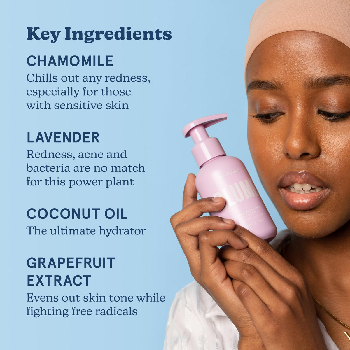 Blume Daydreamer being applied in bathroom routine to show soothing daily use benefit