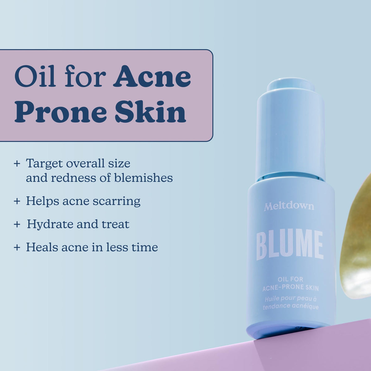 Blume Meltdown blue tansy oil texture highlighting lightweight hydration