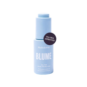 Blume Meltdown front packaging showing bottle and label, clear acne treatment benefits