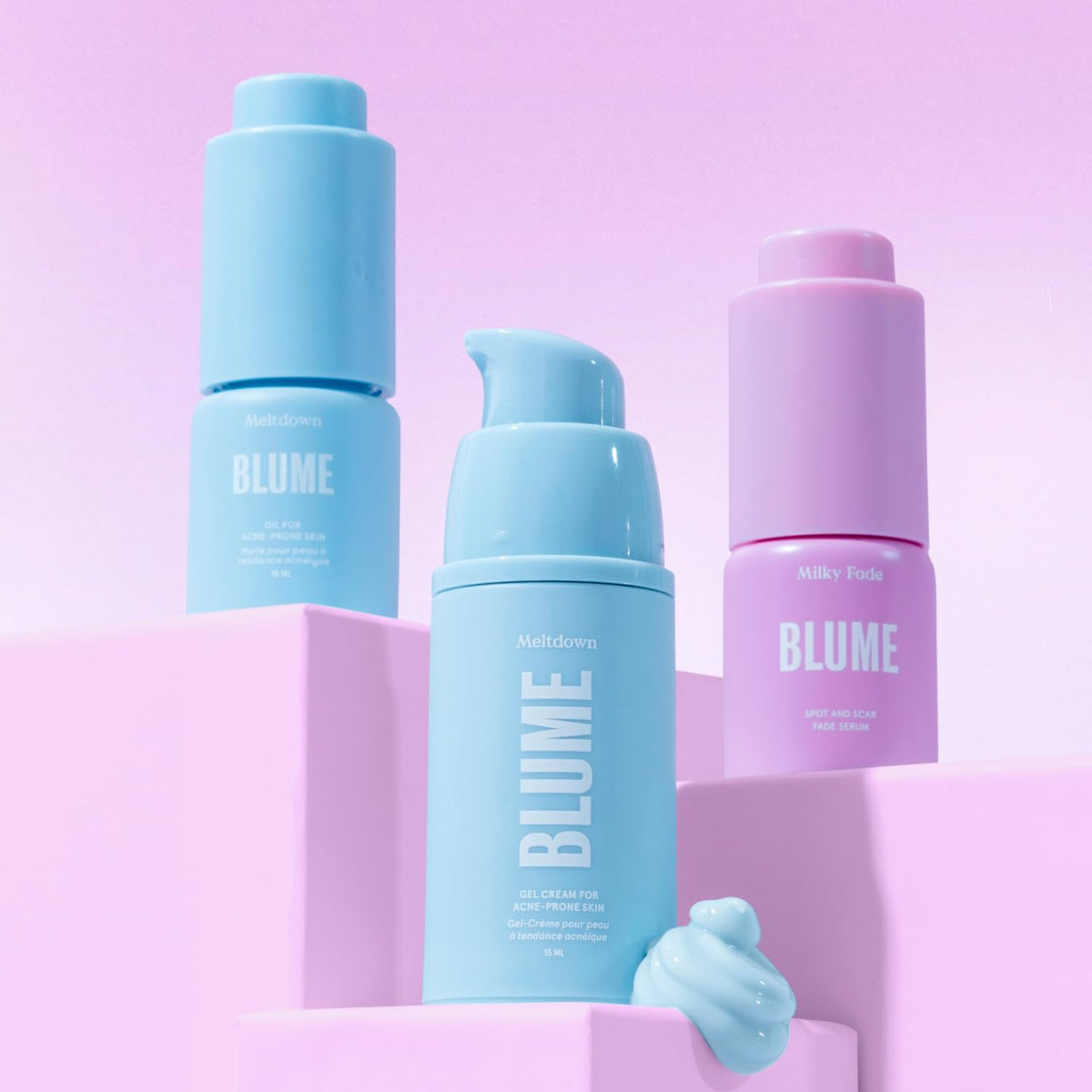 Blume products arranged on airport tray demonstrating TSA-compliant travel convenience