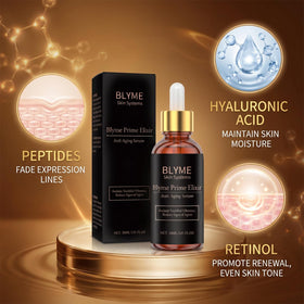 blyme ingredient label close-up listing peptides glycerin and retinol benefits
