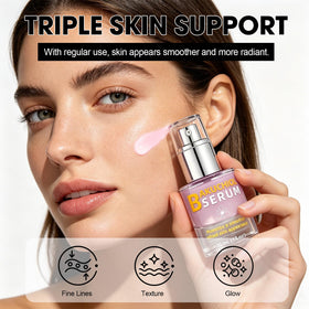 Bmrewax serum on vanity during morning routine showing easy layering benefit