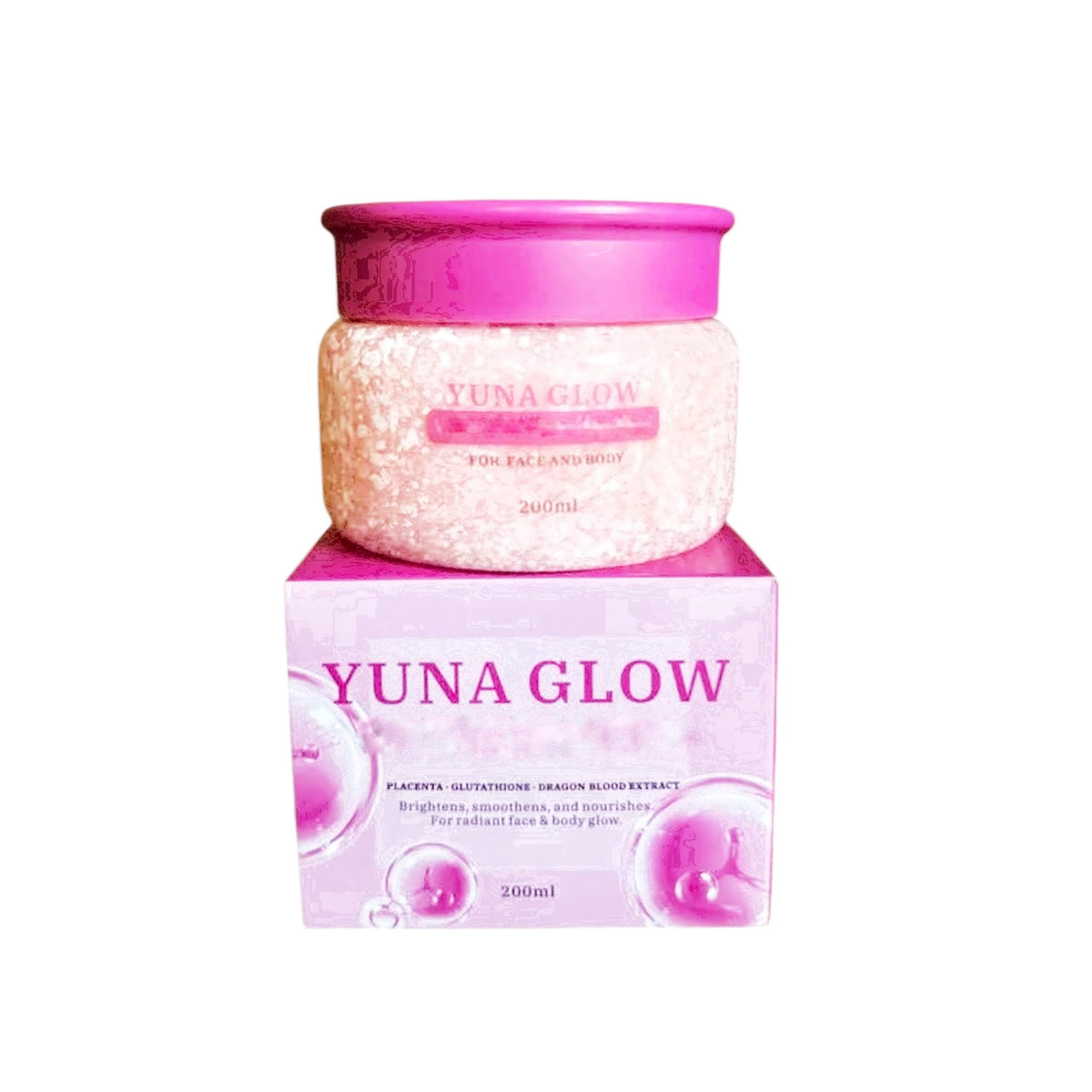 BMRS YUNA GLOW front packaging showing jar and label, promotes clear product identity