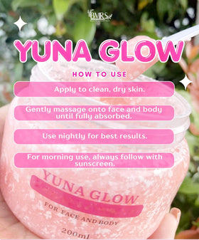 BMRS YUNA GLOW applied to forearm in lifestyle scene, demonstrates hydration and smooth skin