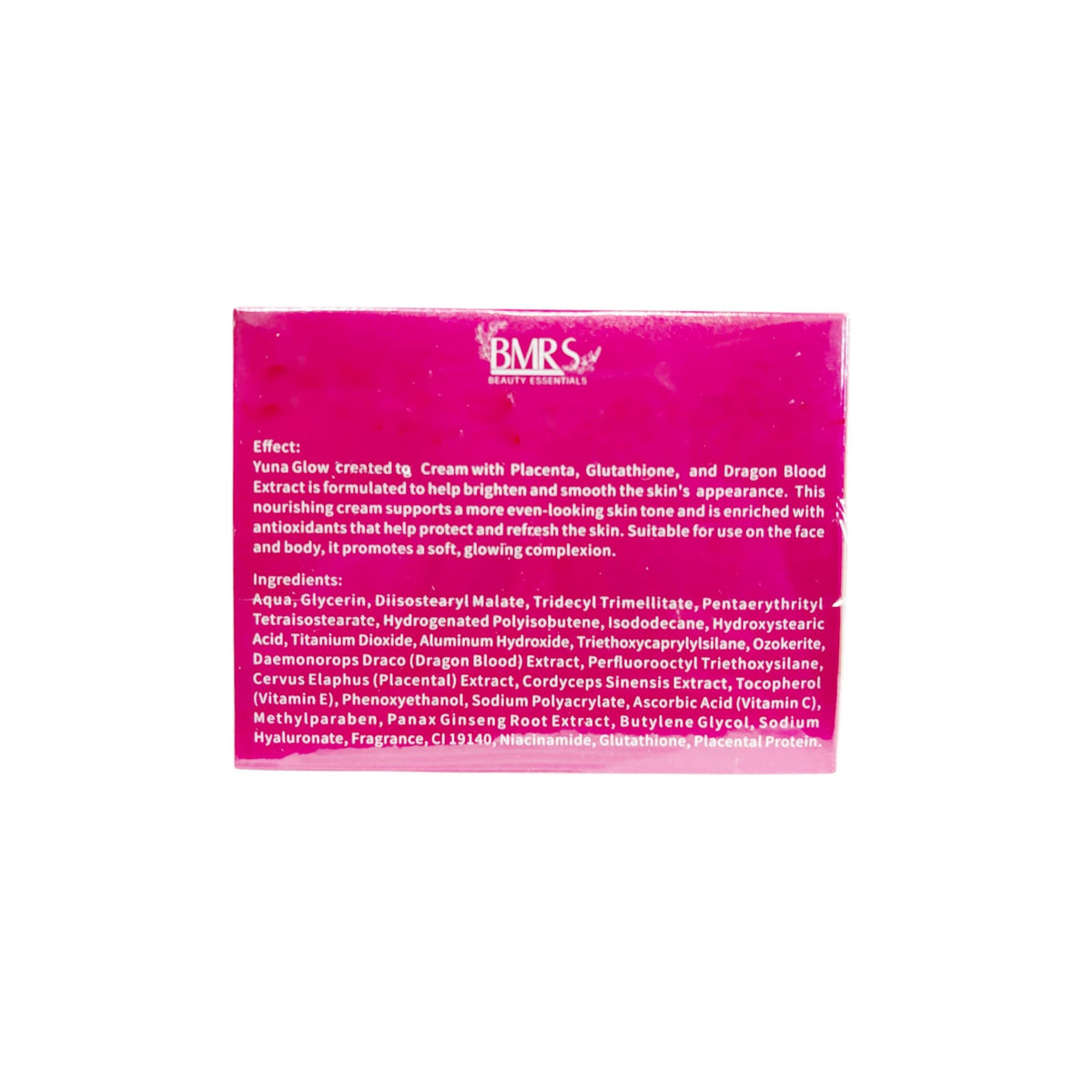 BMRS YUNA GLOW cream texture closeup highlighting silky finish and fast absorption benefit