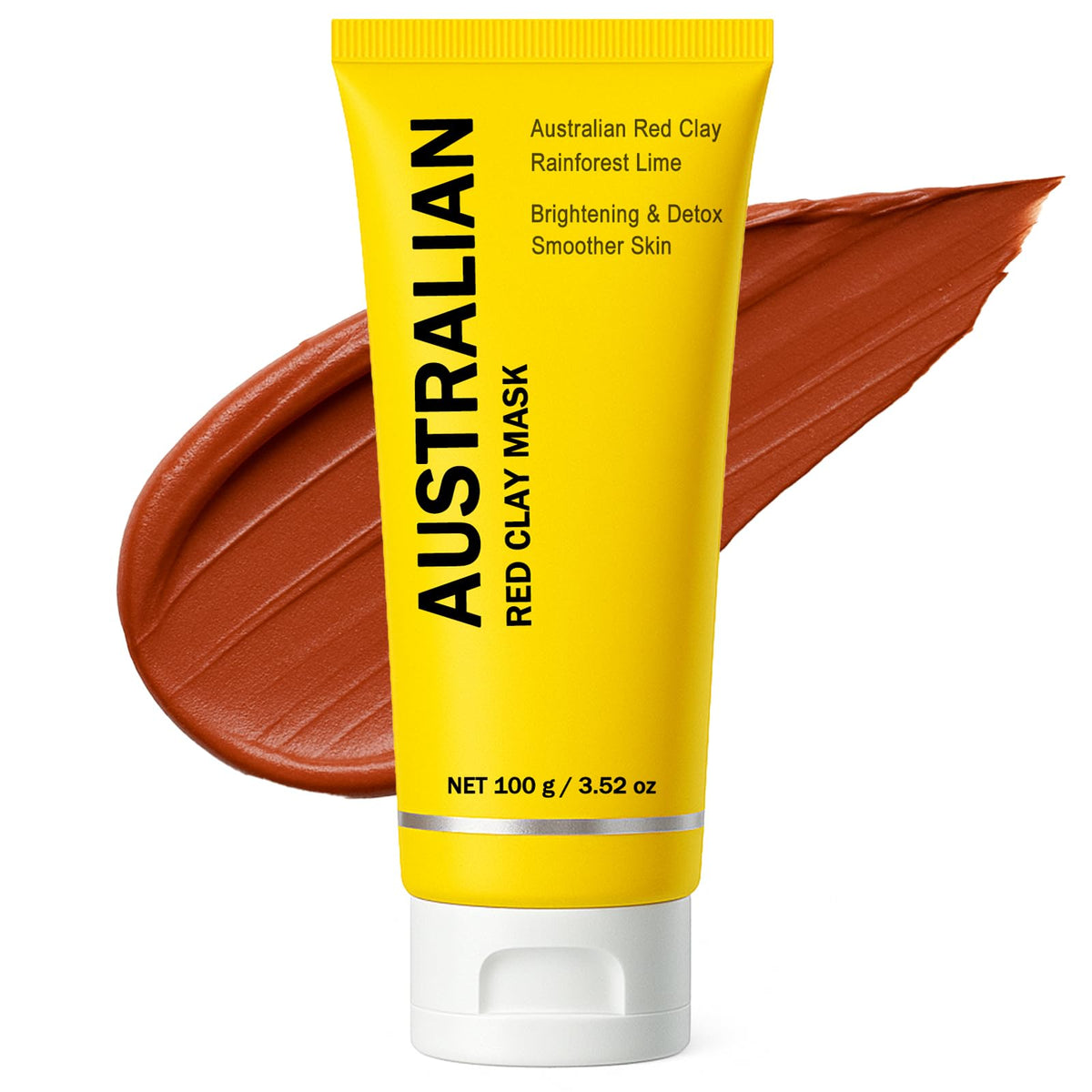 Boaccy front tube showing Australian red clay mask packaging and clear product benefit