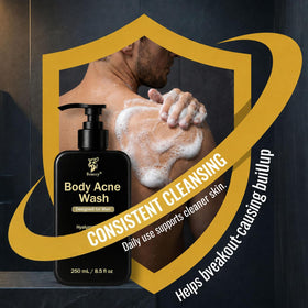 Boaccy lather in hand showing foamy cleanse for back and chest