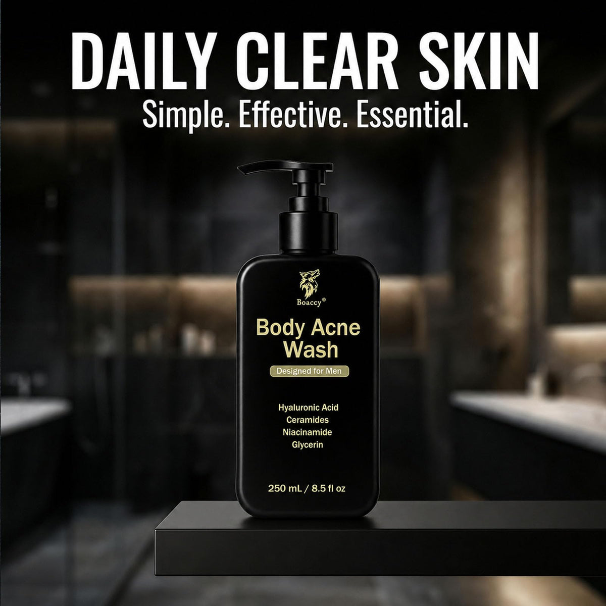 Boaccy on bathroom shelf after workout showing quick routine use