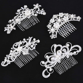 Boao U-shaped pin placed in bridal updo, provides discreet lasting support