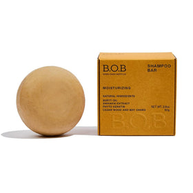 B.O.B front packaging showing moisturizing shampoo bar benefits