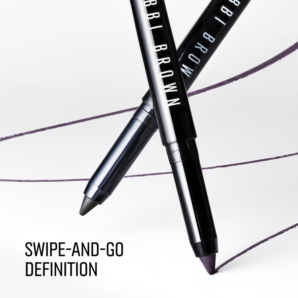 Bobbi Brown application on lash line showing precise winged eyeliner benefit