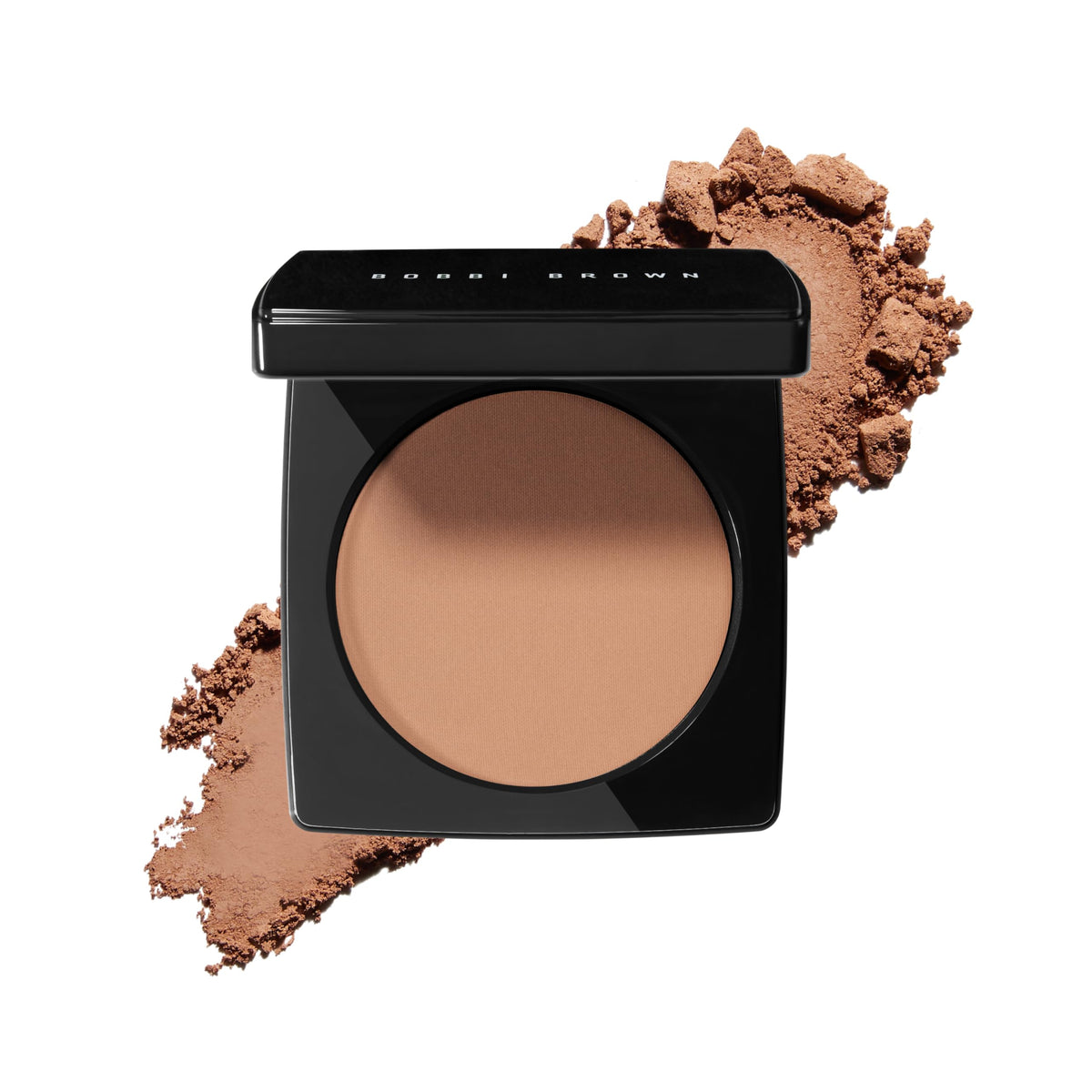 Bobbi Brown bronzing powder compact front view shows matte finish benefit