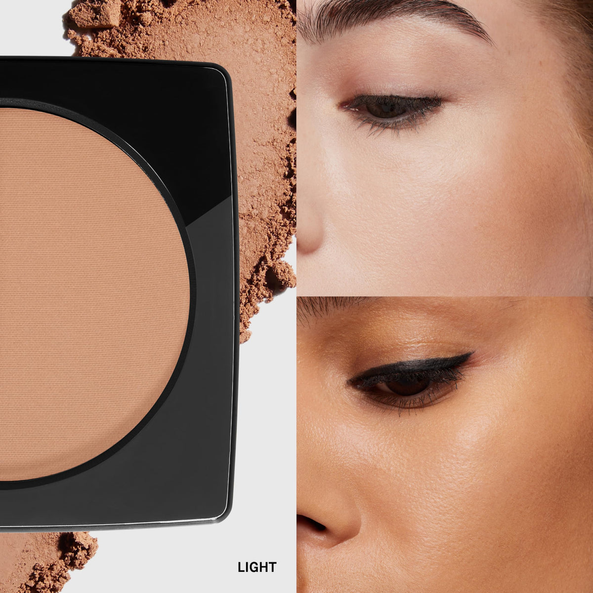 Bobbi Brown bronzing powder texture close-up highlights silky blendability benefit