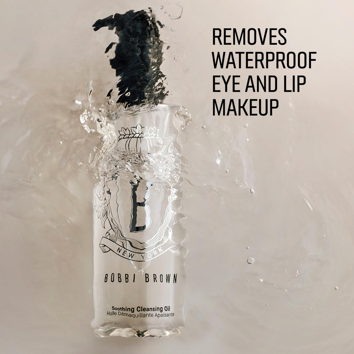 Bobbi Brown cleansing oil being massaged to remove eye makeup effectively