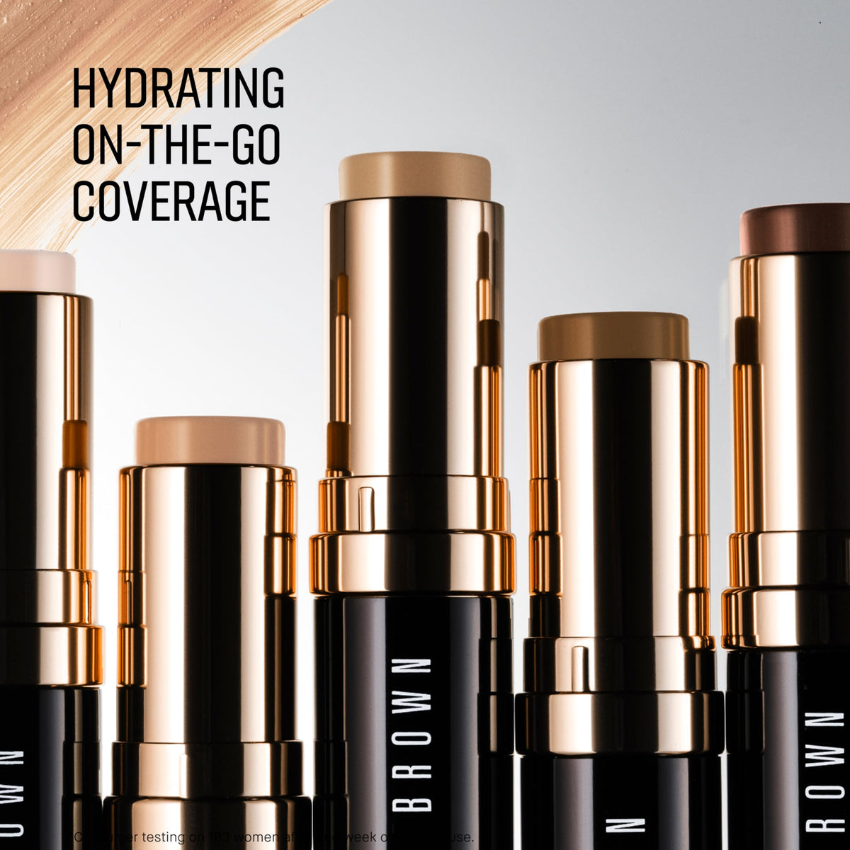 Bobbi Brown cream texture swipe demonstrating smooth blendability for even coverage benefit