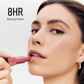 Bobbi Brown crushed lip color texture swipe on skin illustrating satin-matte finish and buildable pigment