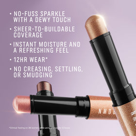 Bobbi Brown texture swipe on skin revealing pearlescent shimmer and buildable coverage
