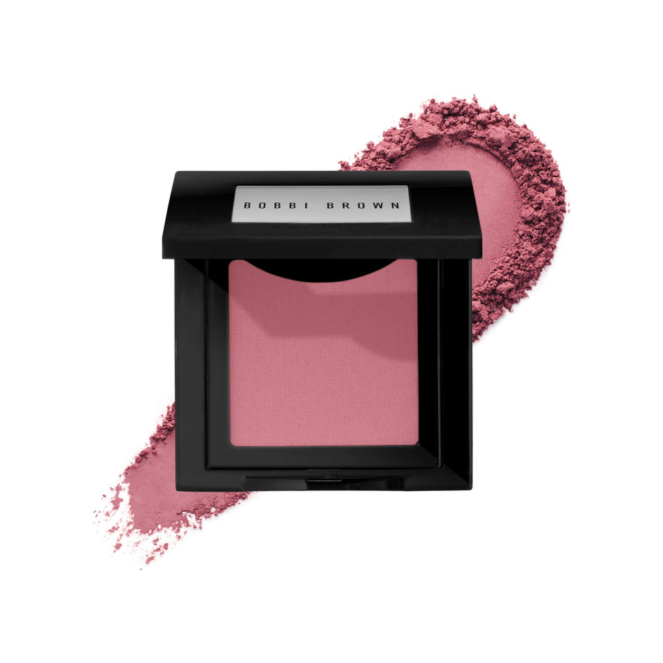 Bobbi Brown front compact view showing Desert Pink shade and packaging benefit