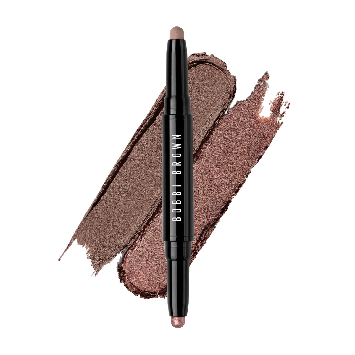 Bobbi Brown dual-ended shadow stick front view showing both caps and color duo benefit