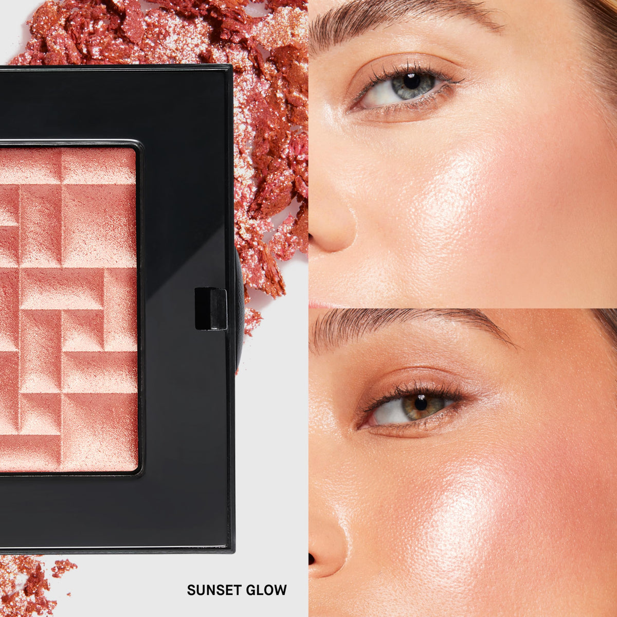Bobbi Brown open compact with highlighting pan displaying product color