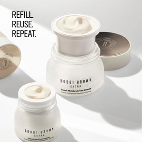 Bobbi Brown jar on a bathroom shelf styled in a routine setting showing daily use and skin-smoothing benefit