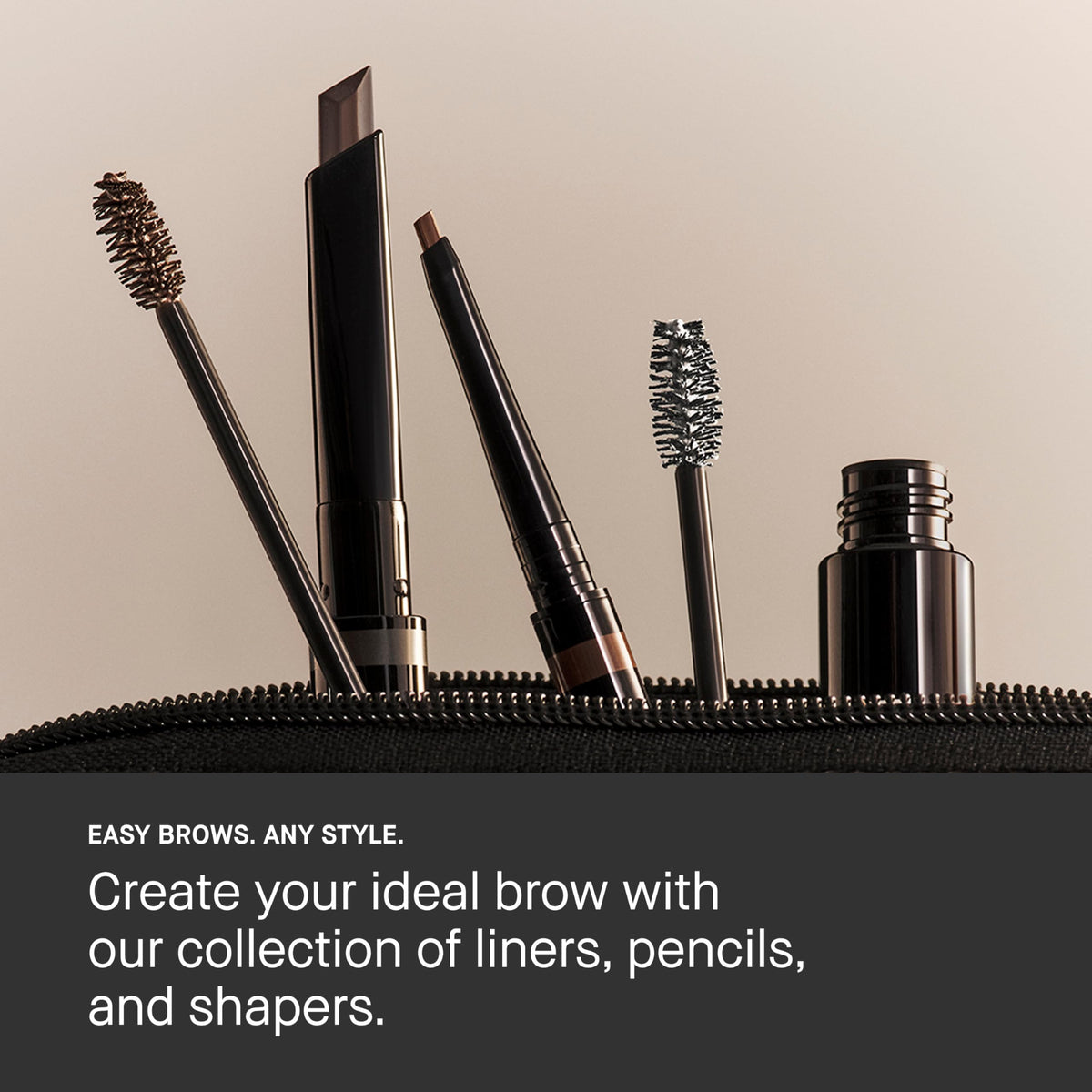 Bobbi Brown lifestyle model applying gel for quick touch-up and polished everyday brows