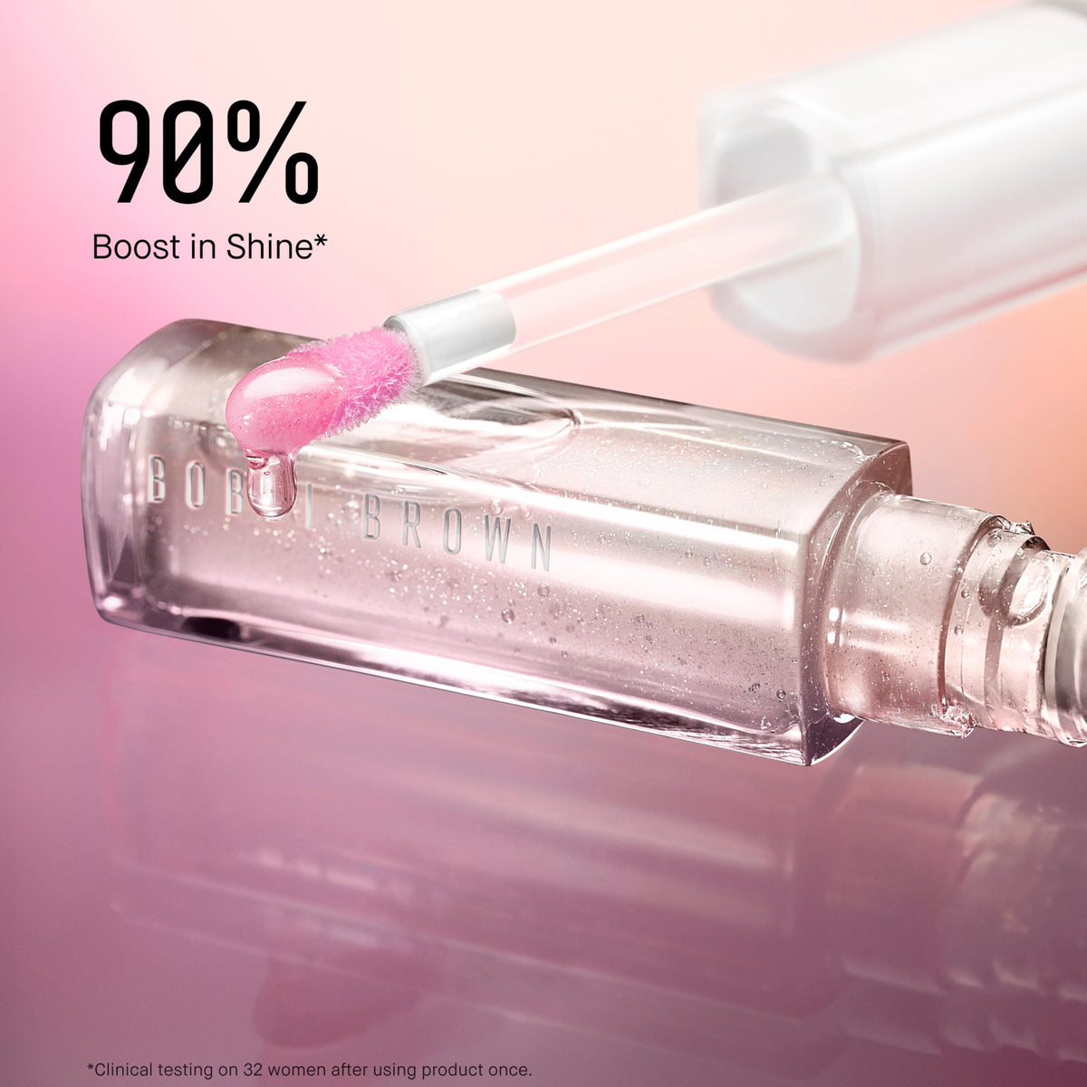 Bobbi Brown texture drop emphasizing glossy finish and nourishing oils