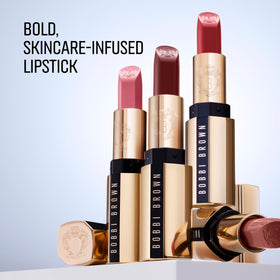 Bobbi Brown luxe lipstick applied on model showing comfortable wear