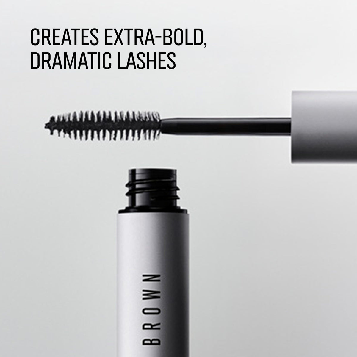 Bobbi Brown mascara swiped texture on skin showing rich kohl-black pigment benefit