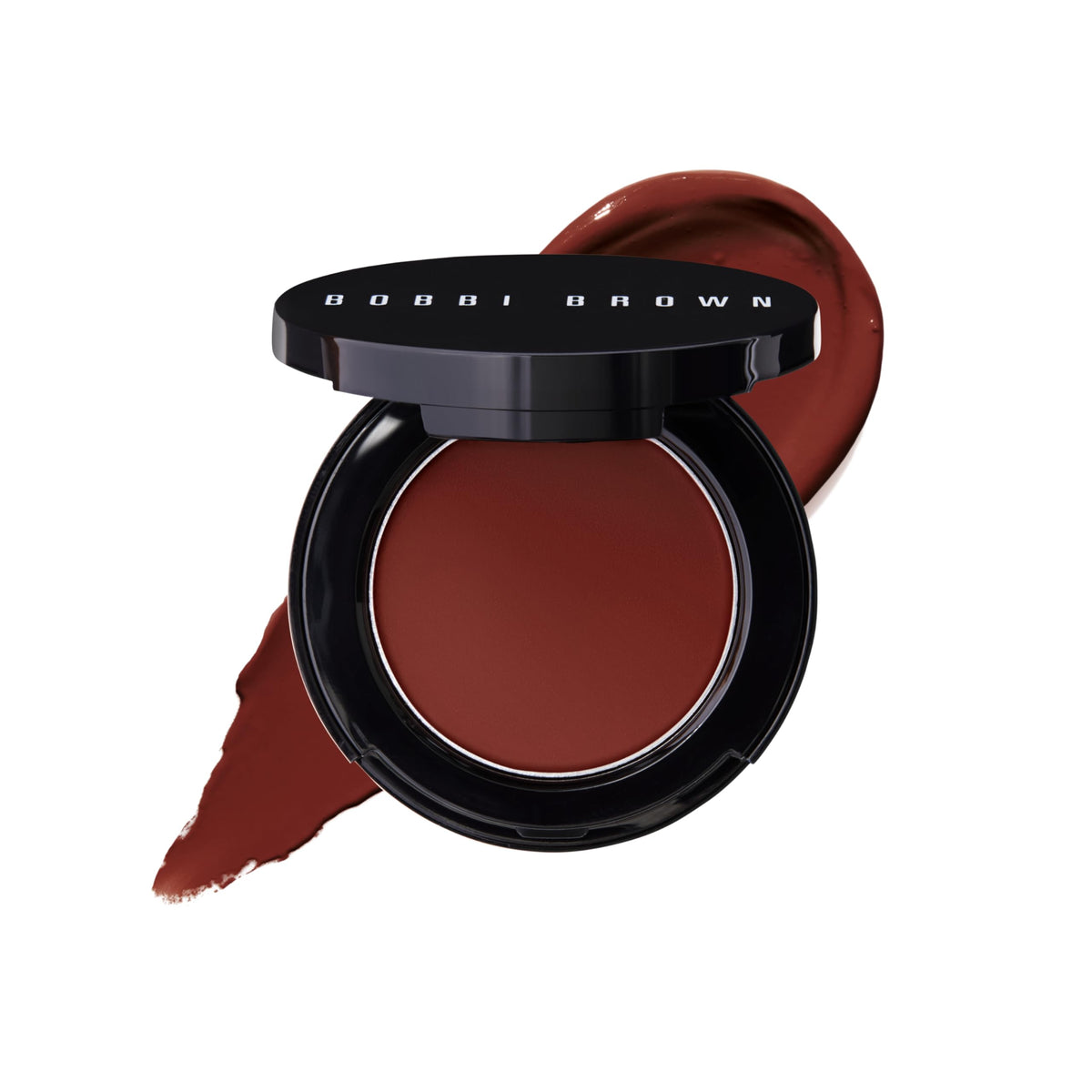 Bobbi Brown Pot Rouge compact front showing Chocolate Cherry shade and sleek packaging benefit portability