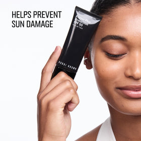 Bobbi Brown back label close-up showing SPF 50 protection information