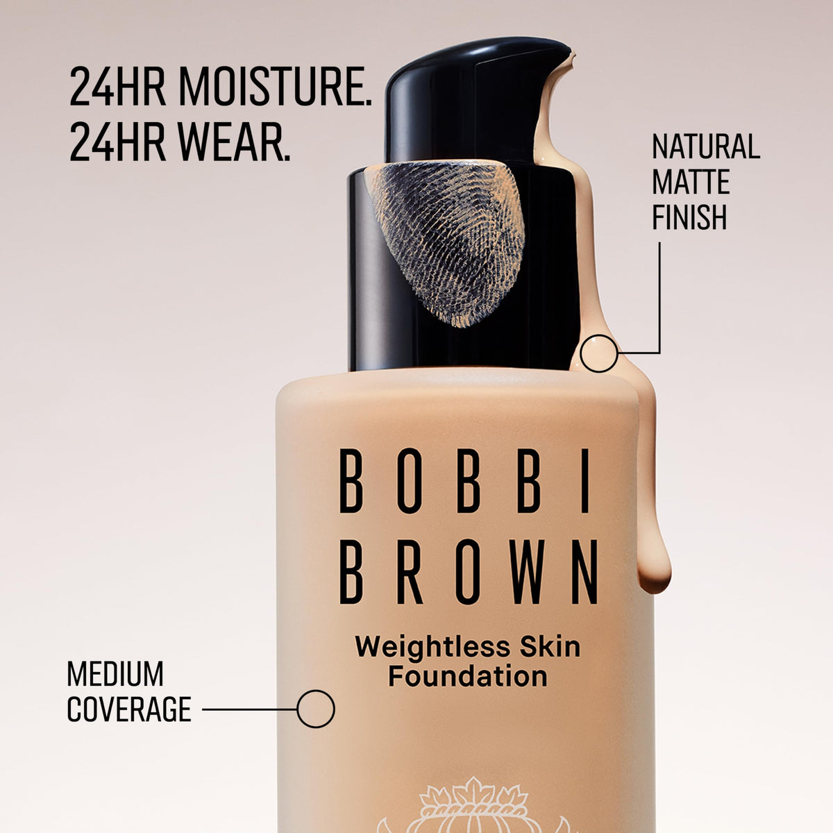 Bobbi Brown multiple swatches on arm illustrating Warm Sand match and shade range benefit