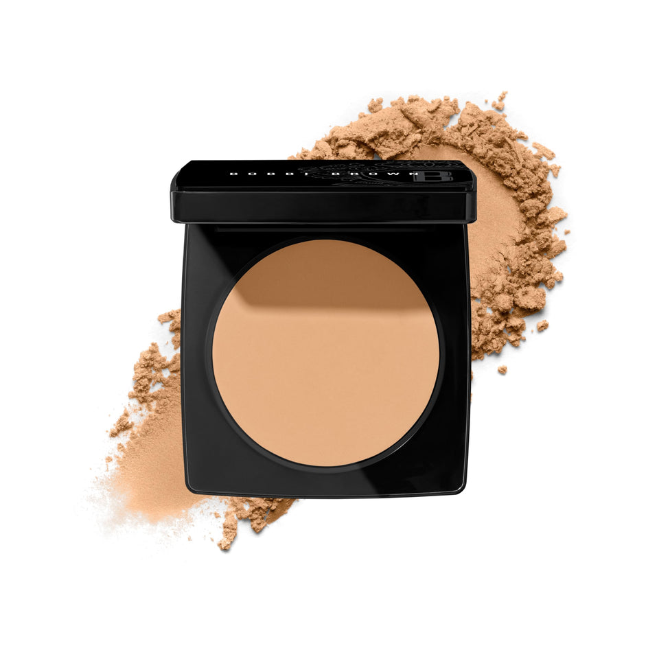 Bobbi Brown compact front view showing packaging and natural matte benefit