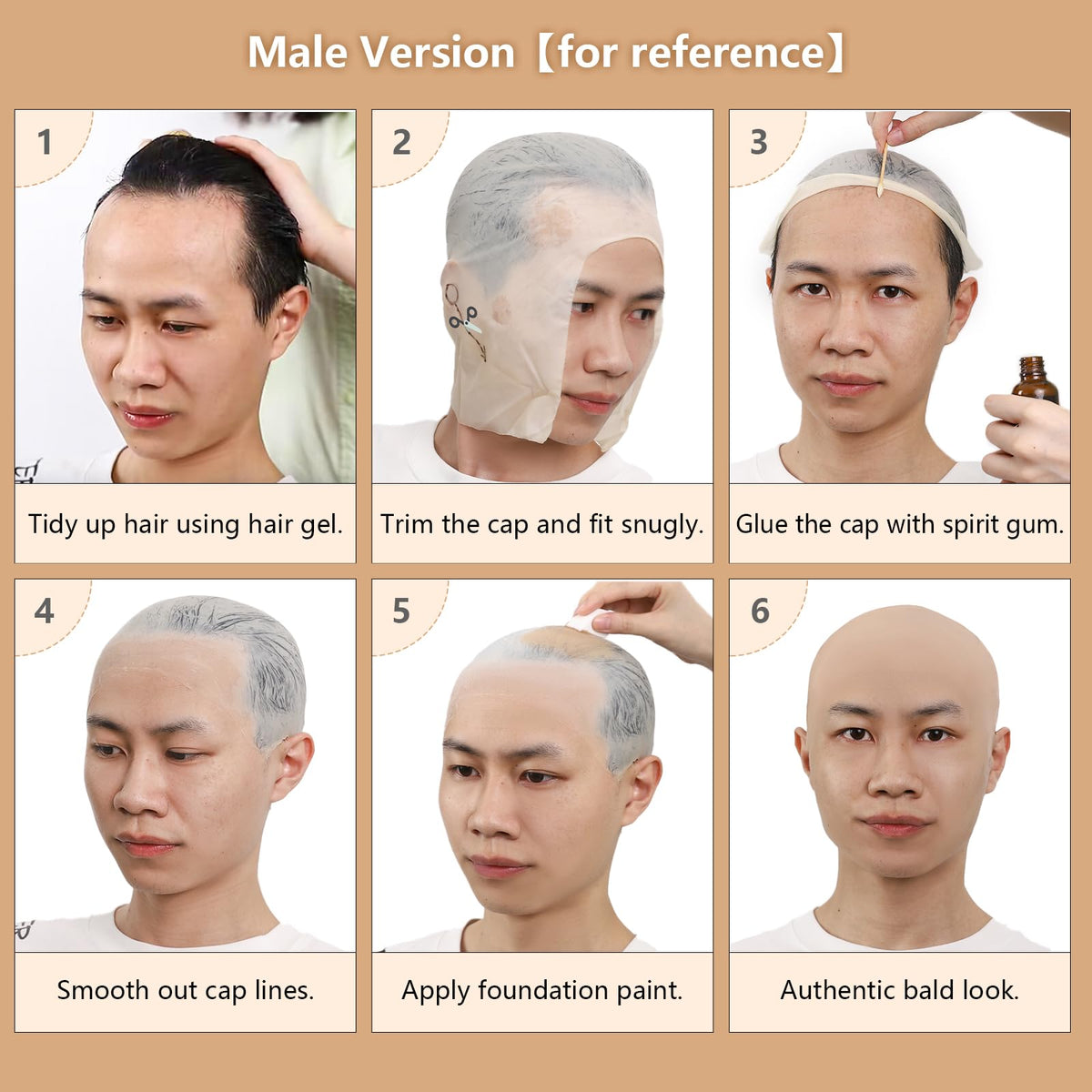 BOBISUKA liquid latex applied to cap edge for seamless skin blending