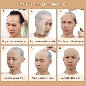 BOBISUKA liquid latex applied to cap edge for seamless skin blending